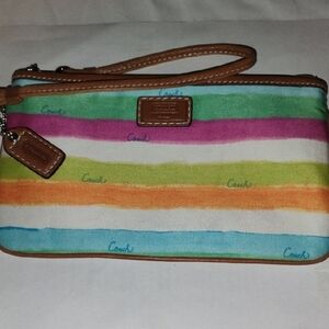 Coach Vibrant Striped Wristlet